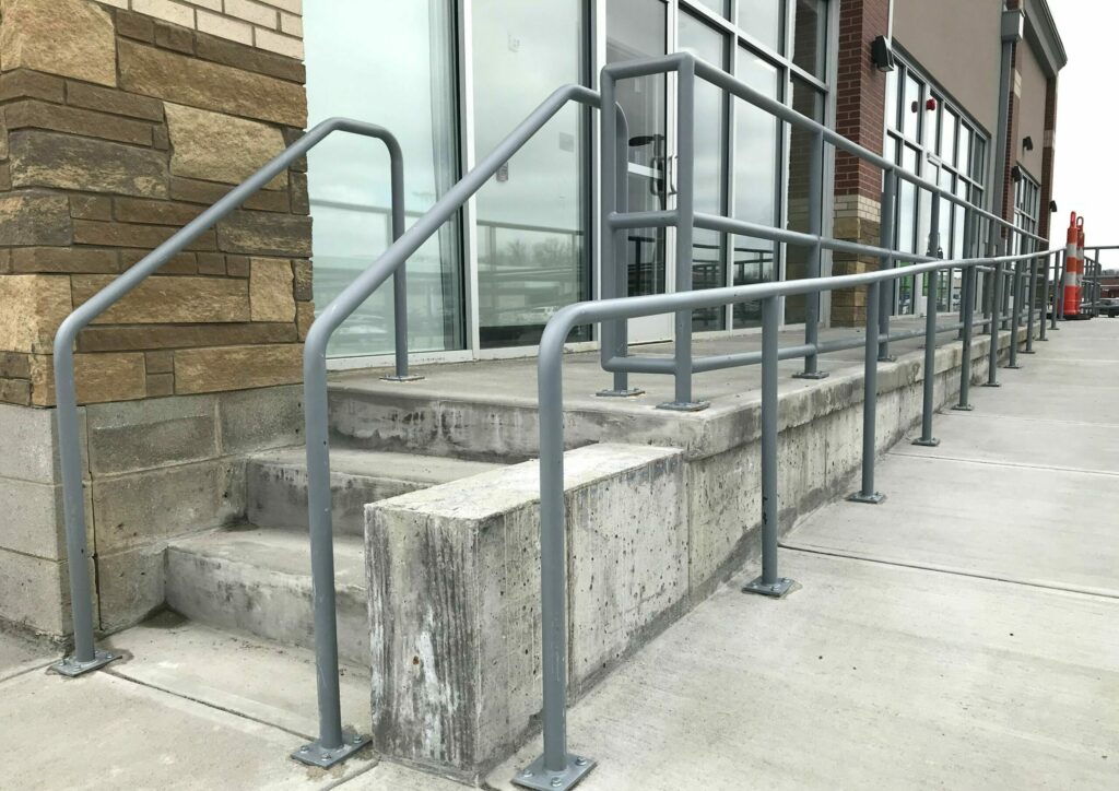 Exterior steel railing on job site.