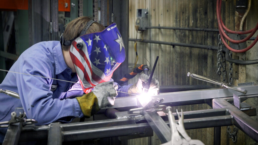 Fabricator welding aluminum railing