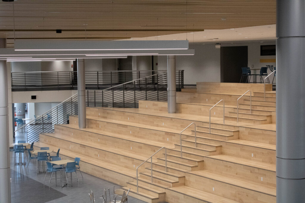 Wide view of cafeteria railing